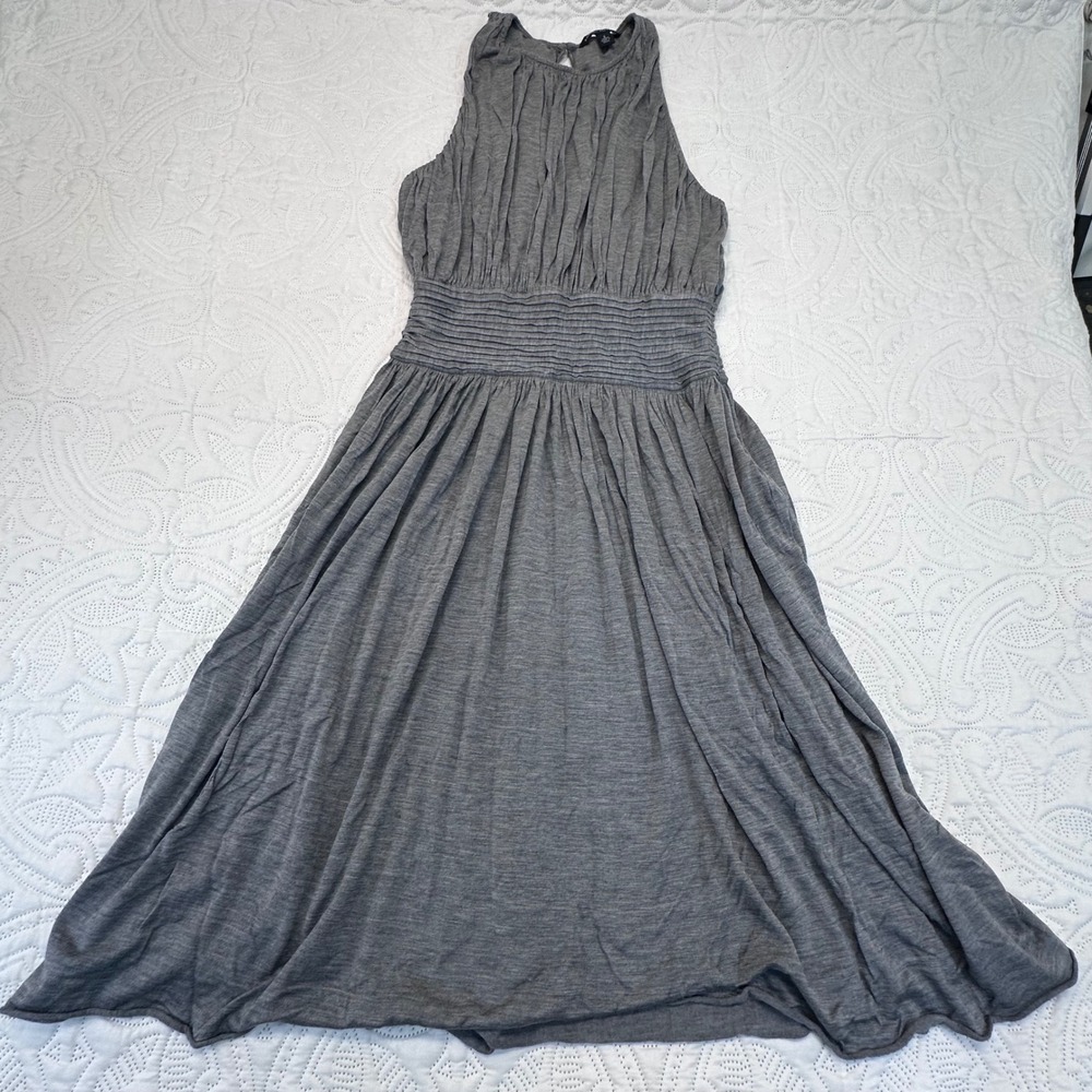 Banana Republic Katey Pleated Silk Lyocell Midi Dress Gray Sleeveless 4